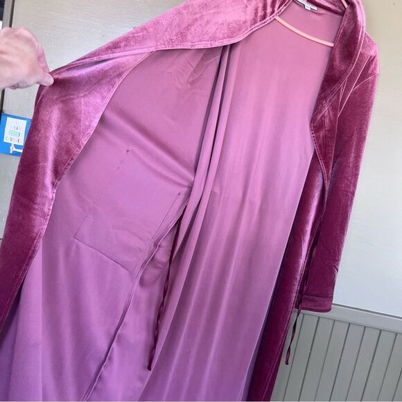 NorthStyle Velour Belted Robe Burgundy Medium - Picture 4 of 9